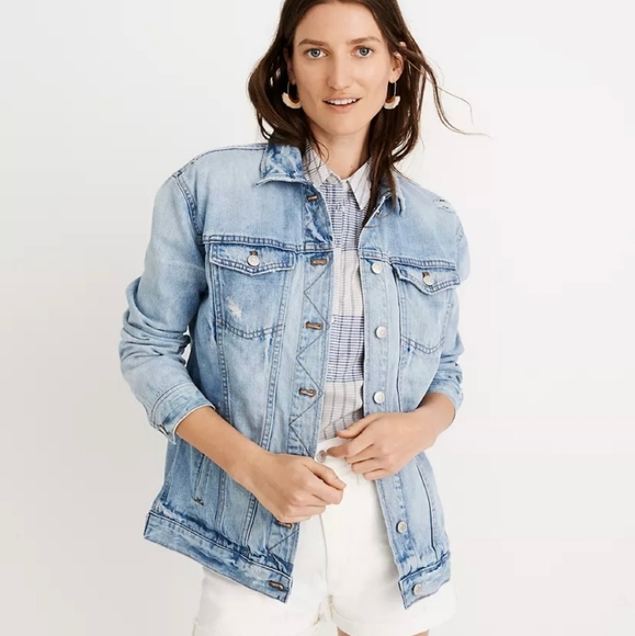 Madewell Jackets & Blazers - Oversized Jean Jacket in Junction Wash: Distressed